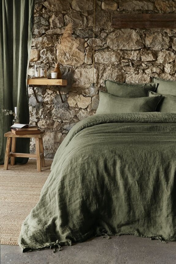 Housse de couette lin lavé soline thym