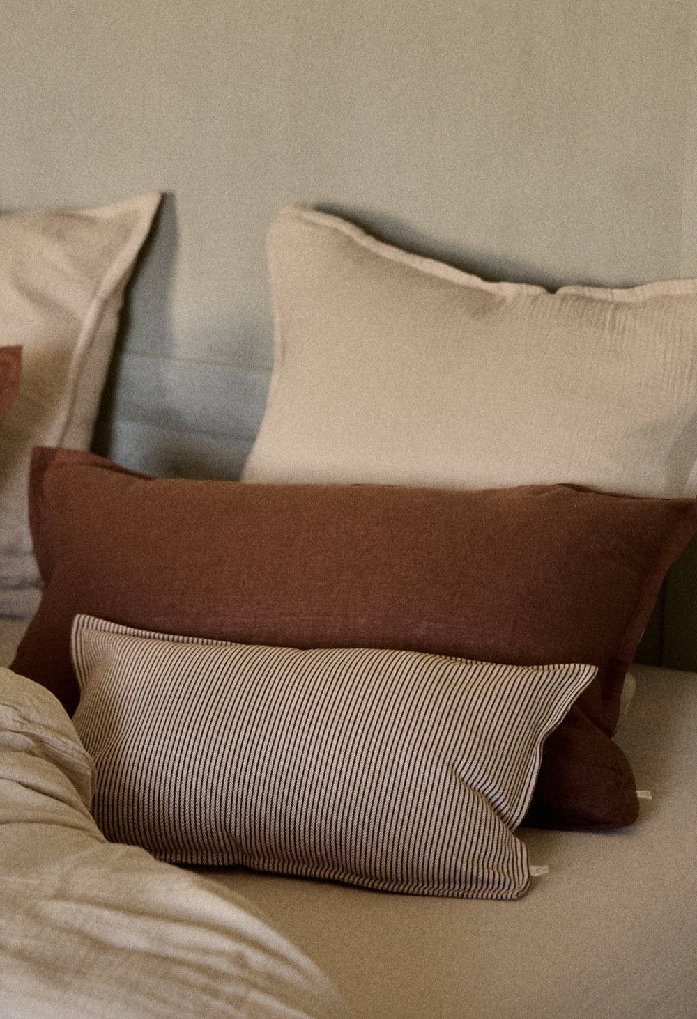Housse de coussin 30X50 cm Rayures Argile - Gabrielle Paris