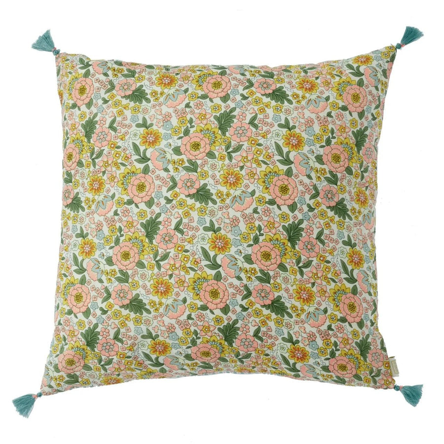 Housse de coussin fleuri amaia rose corail