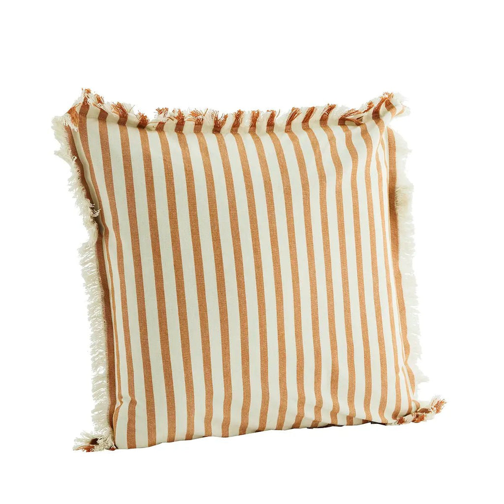 Housse de coussin rayée avec franges en coton - Madam Stoltz