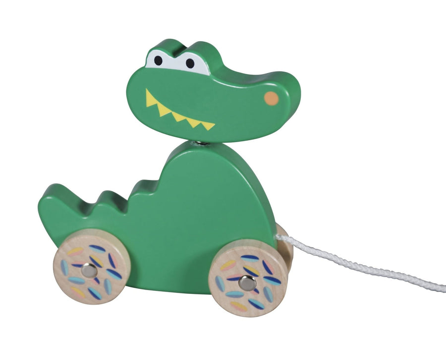 Jouet a tirer en bois crocodile