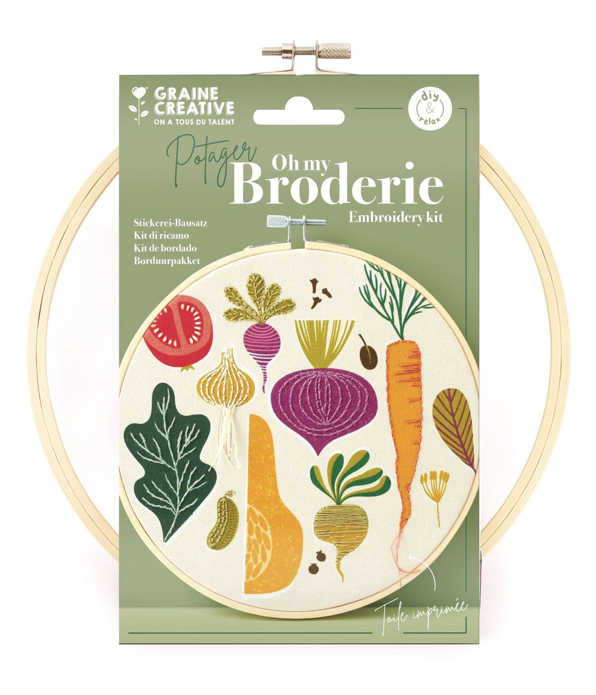 Kit broderie débutant – motif potager ø20cm