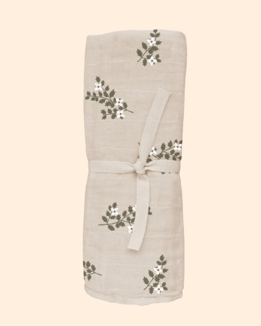 Lange bébé coton bio fleurs de houx