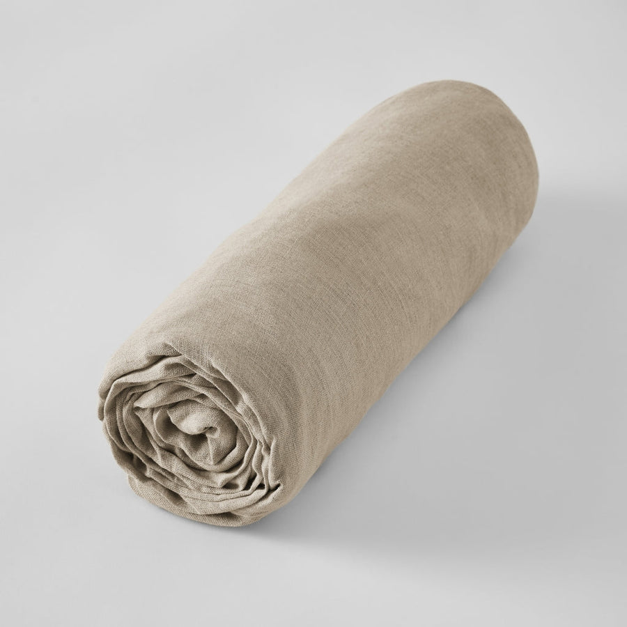 Drap-housse en lin lavé Soline Sable