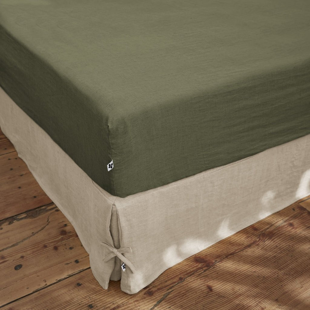 Drap-housse en lin lavé Soline Thym - L’Effet Papillon