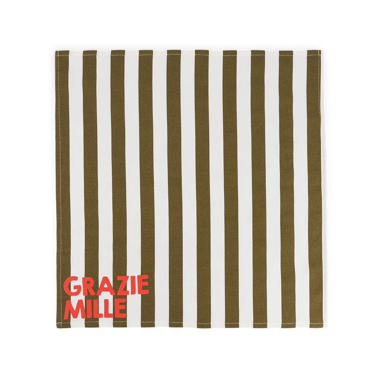 Lot de 2 serviettes - Josephine Rayures Olive Grazie mille