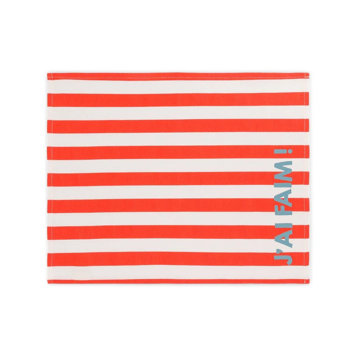 Lot de 2 sets de table - Jeannette Rayures Cerise J'ai faim