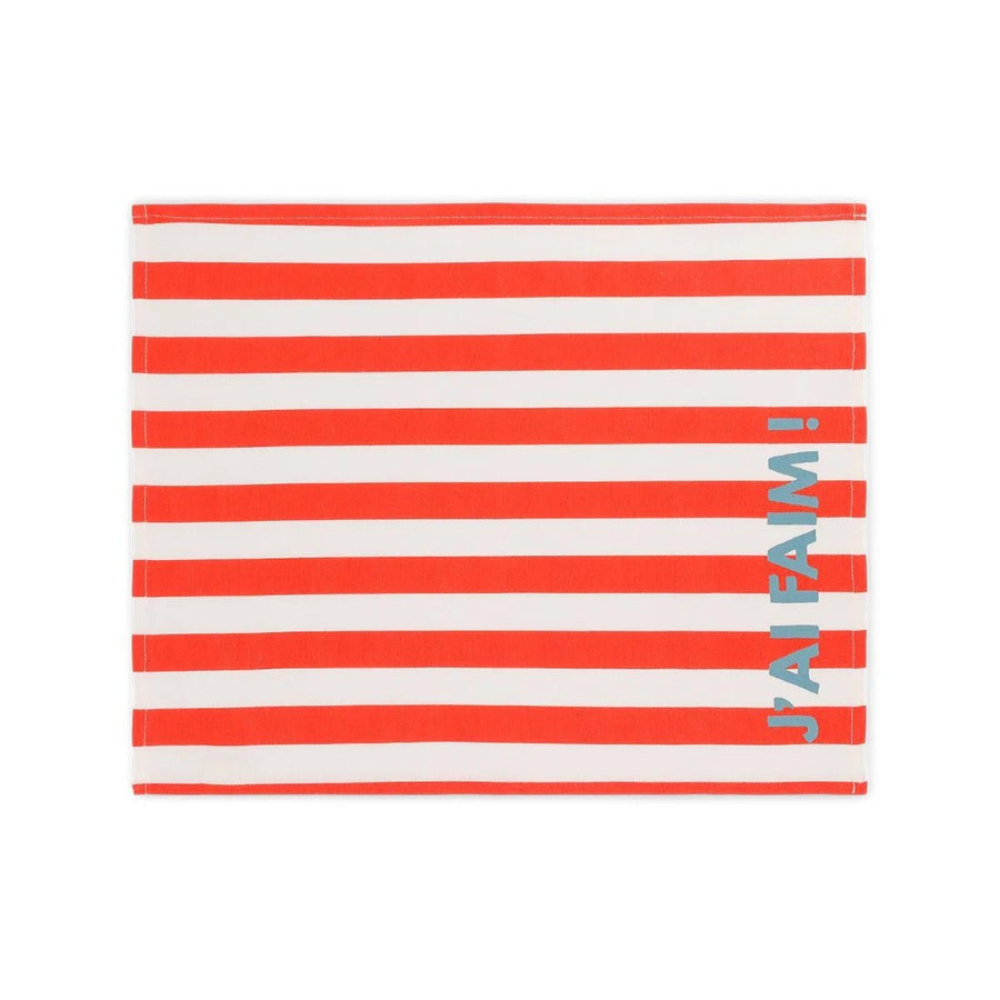 Lot de 2 sets de table - Jeannette Rayures Cerise J'ai faim