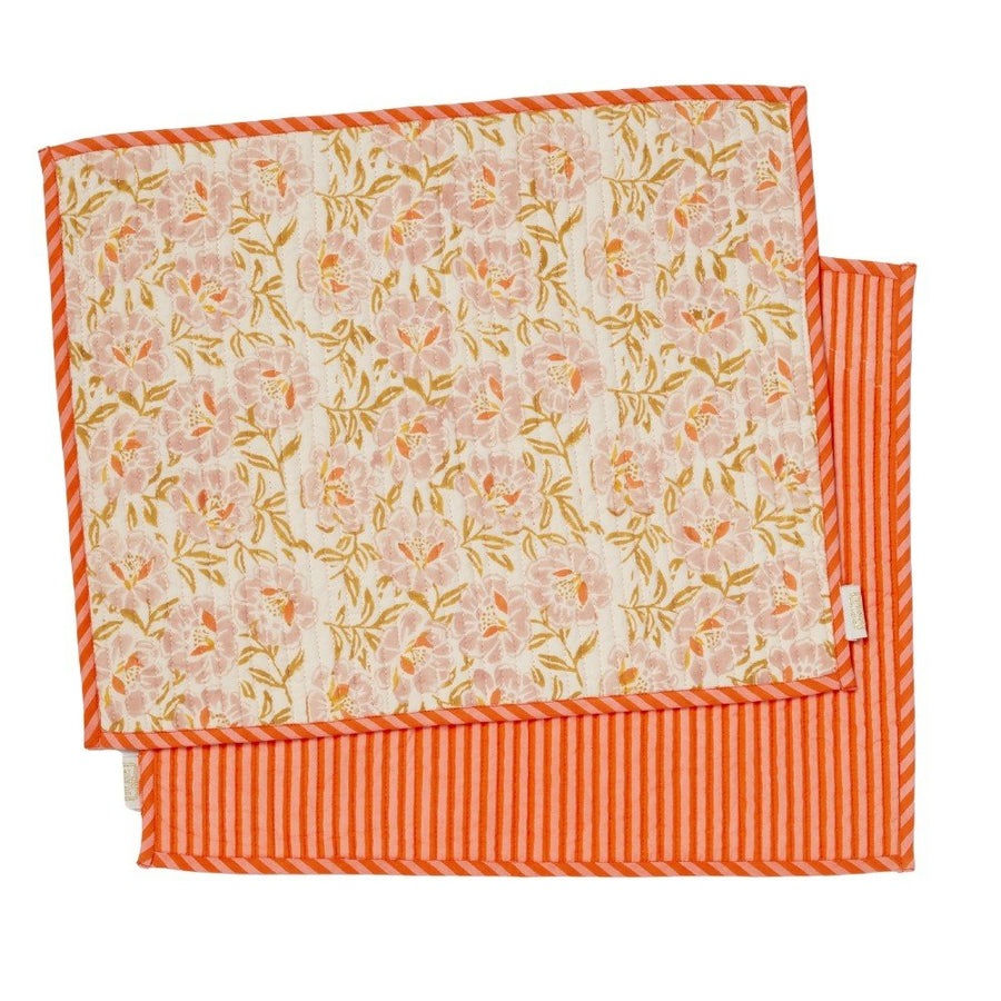 Lot de 2 sets de table petunia rose en coton