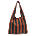 Sac cabas en tricot Lois rayé chocolat - LOT83