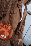 Mini sac bourse Le Groom Velours Cognac
