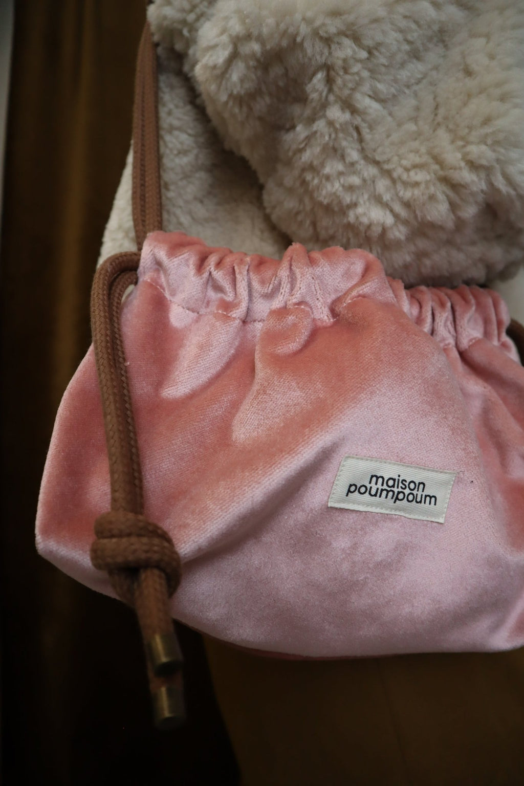 Sac bourse femme Le Raoul Velours Rose - vue 5