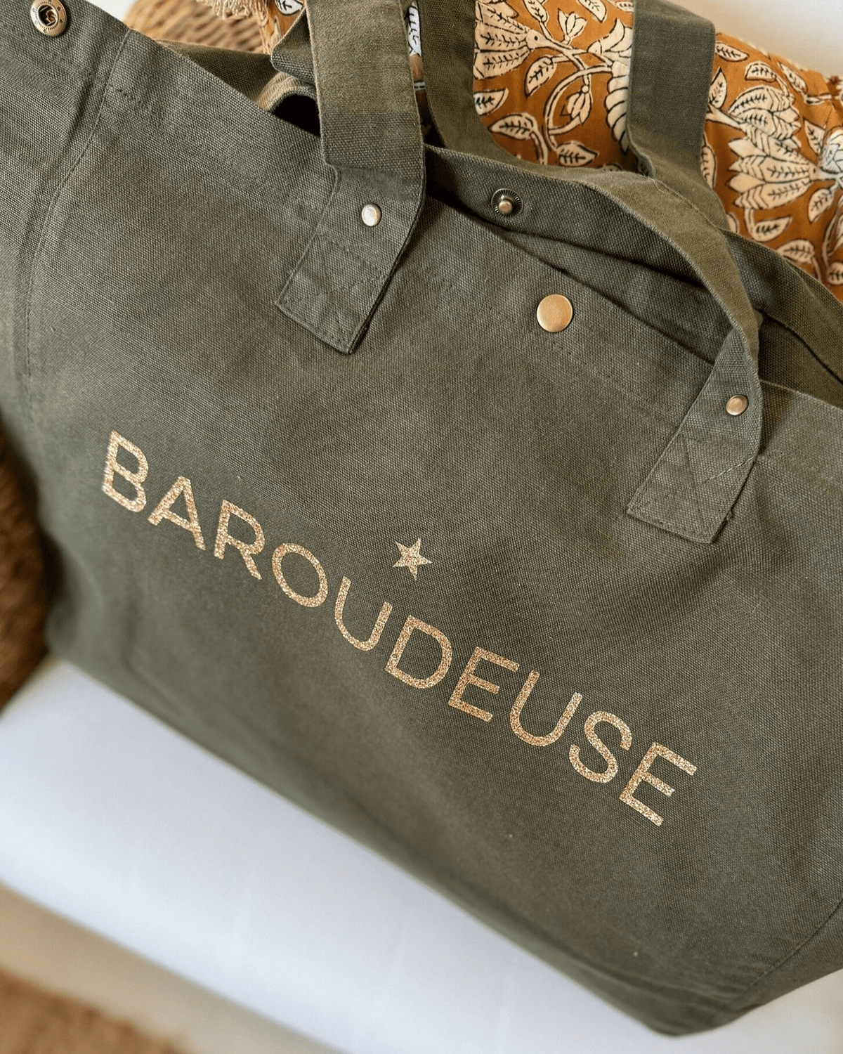 Cabas femme en toile vert forêt " Baroudeuse "-Marcel et Lily-