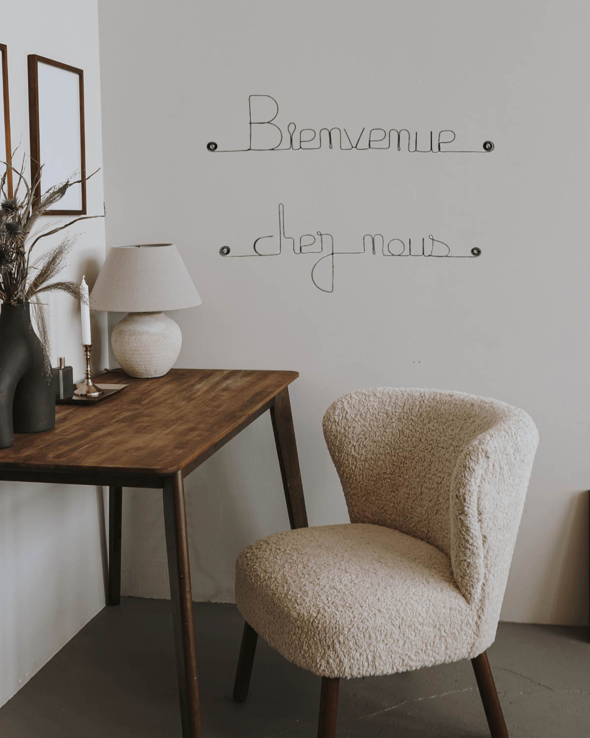 Message murale en fil de fer "bienvenue chez nous" - bijoux de mur