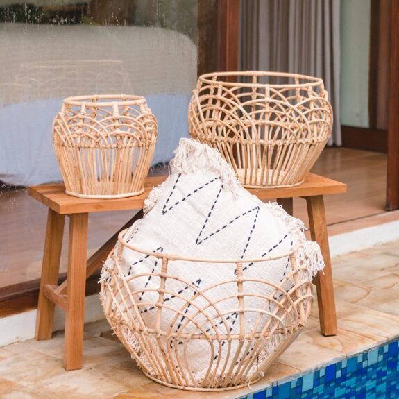 Panier rond en rotin rahina (3 tailles)