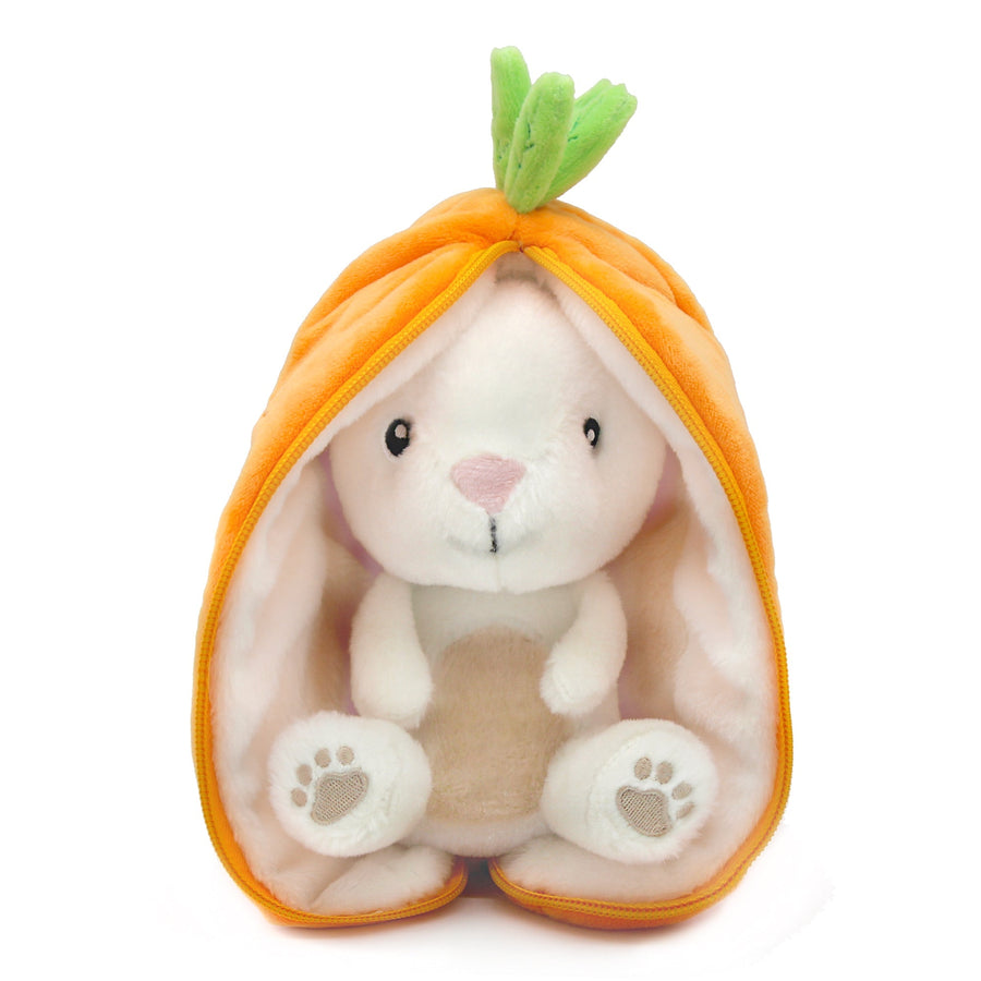Peluche lapin réversible en carotte