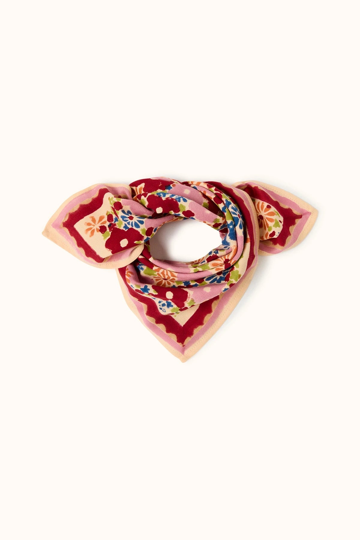 Petit foulard en coton fleuri 50x50 Manika Janie Macadamia