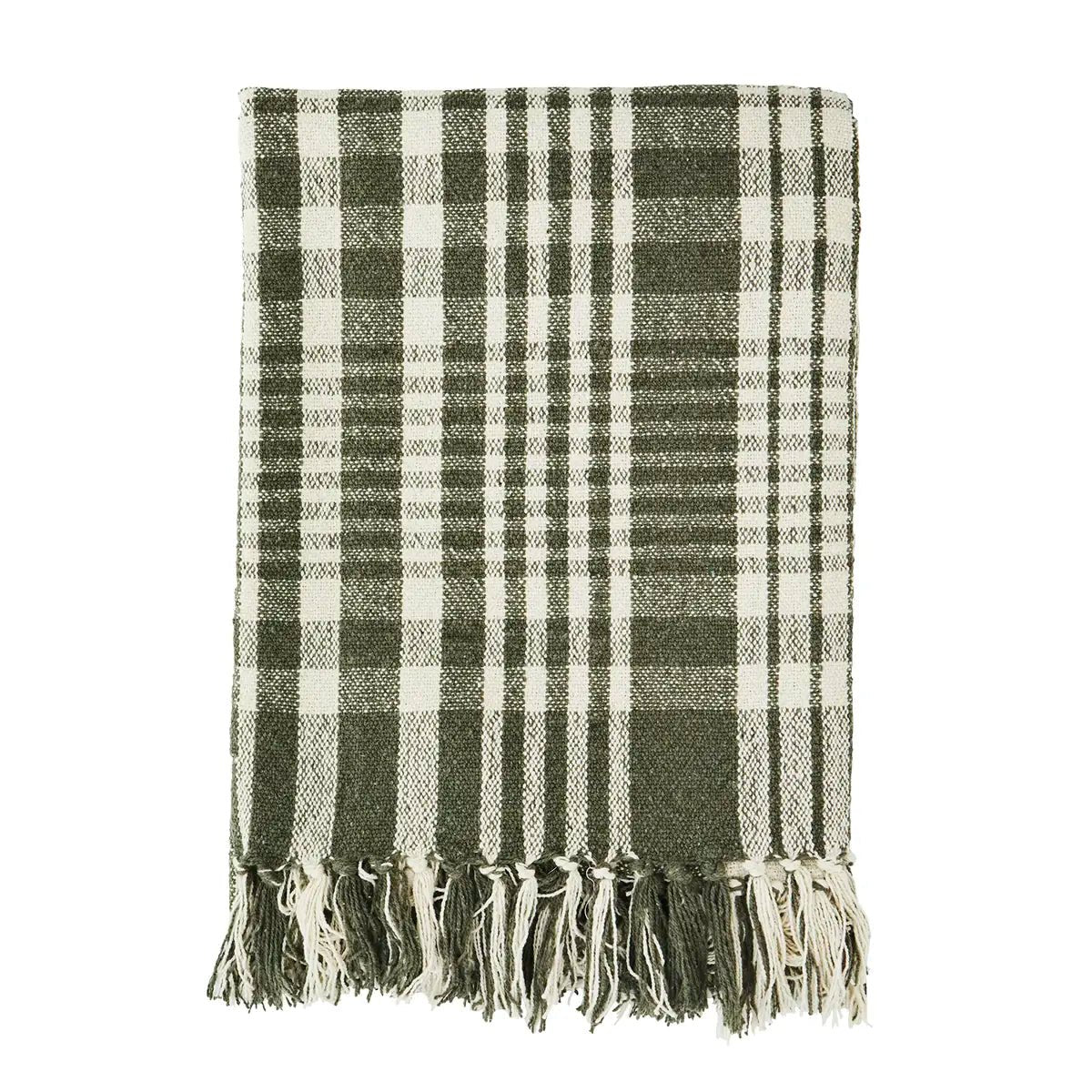 Plaid vert à rayures en coton recyclé - madam stoltz