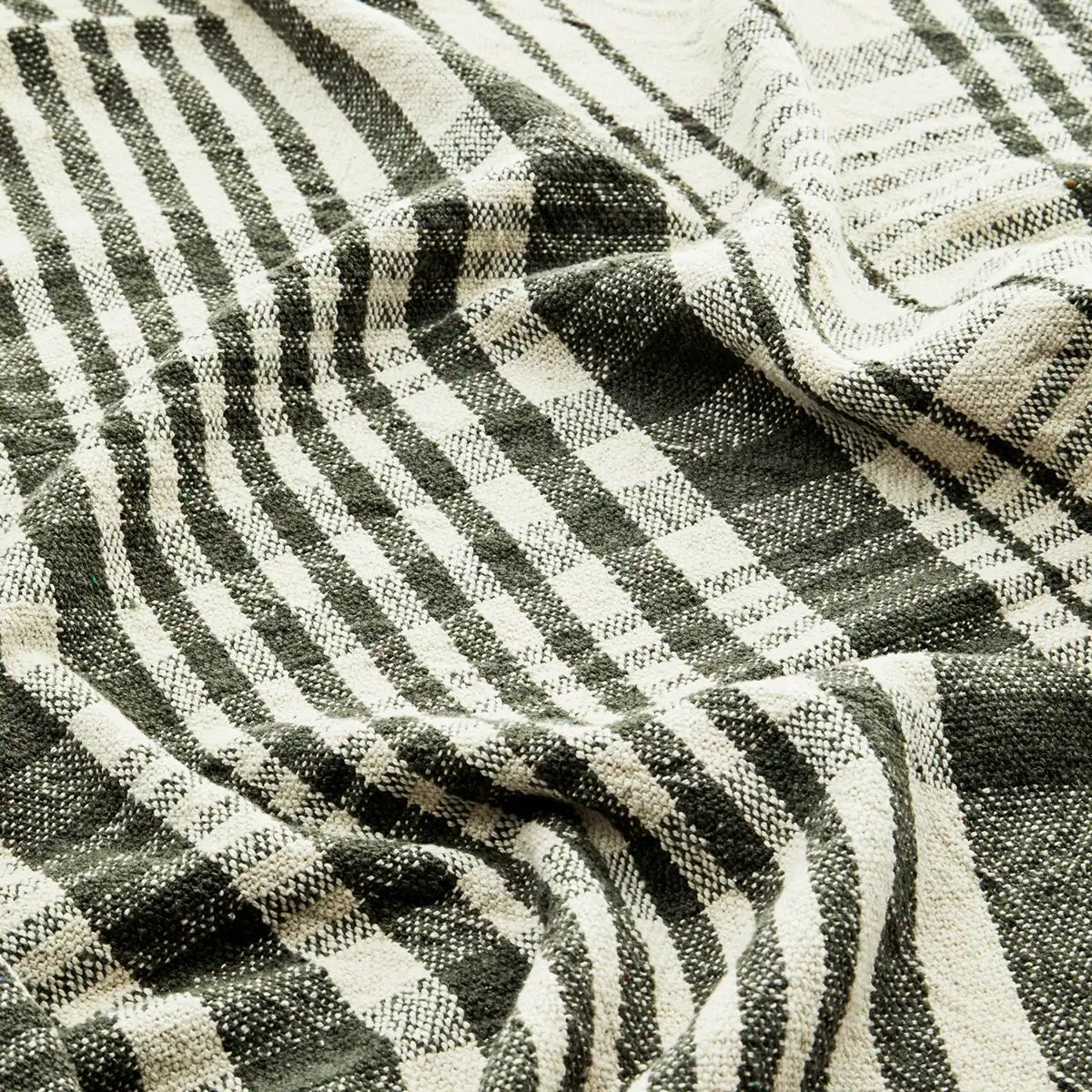 Plaid vert à rayures en coton recyclé - madam stoltz