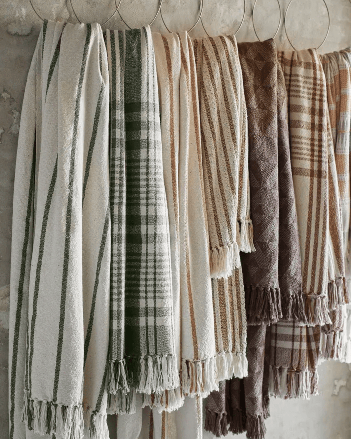 Plaid vert à rayures en coton recyclé - madam stoltz