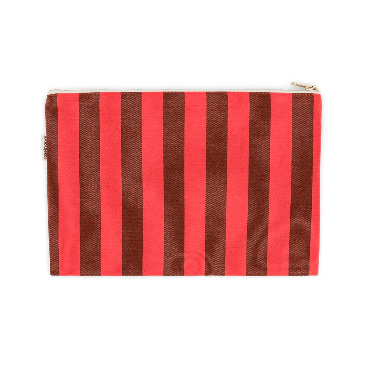 Pochette en tissu à rayures marron/rouge - Rose in April