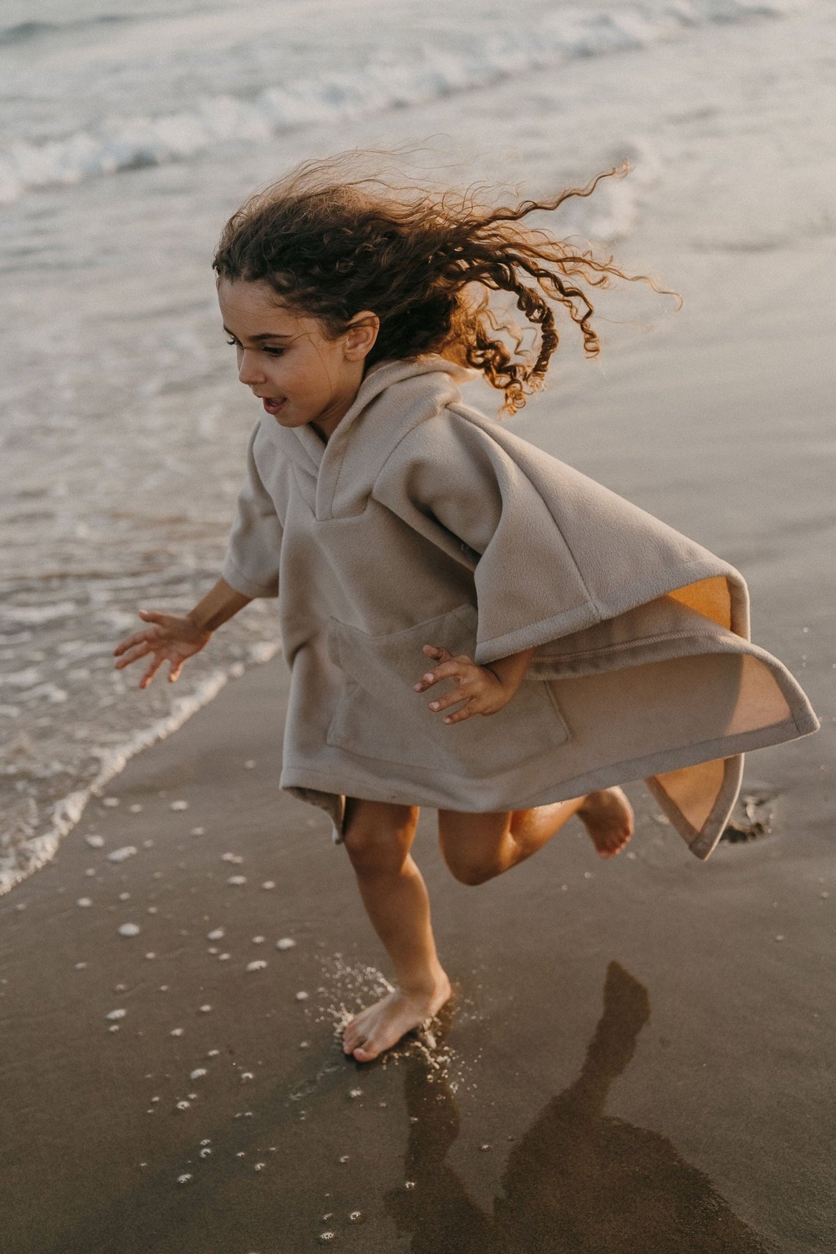 Poncho hiver enfant beige - zakuw