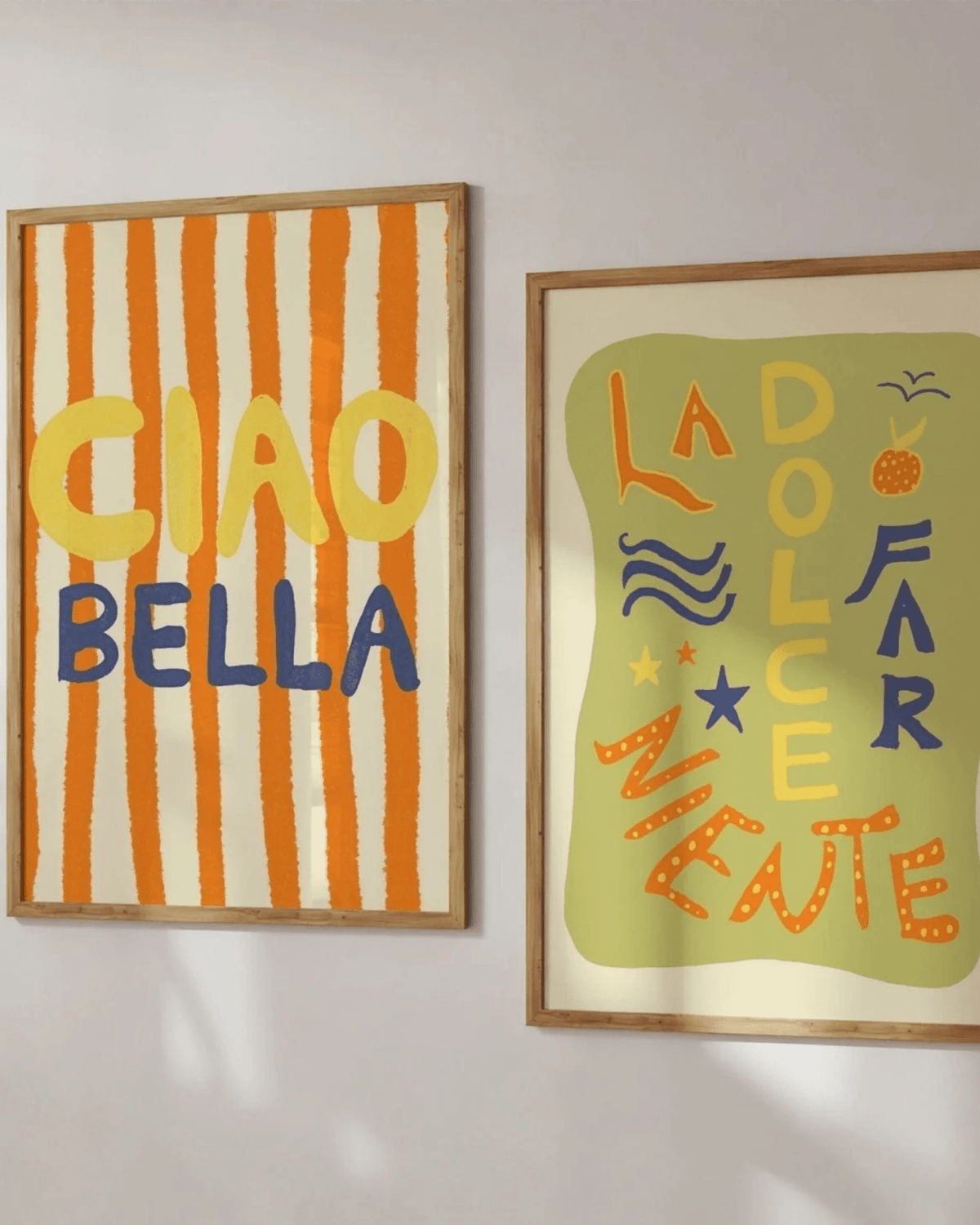 Poster mural italie rayures colorées ciao bella
