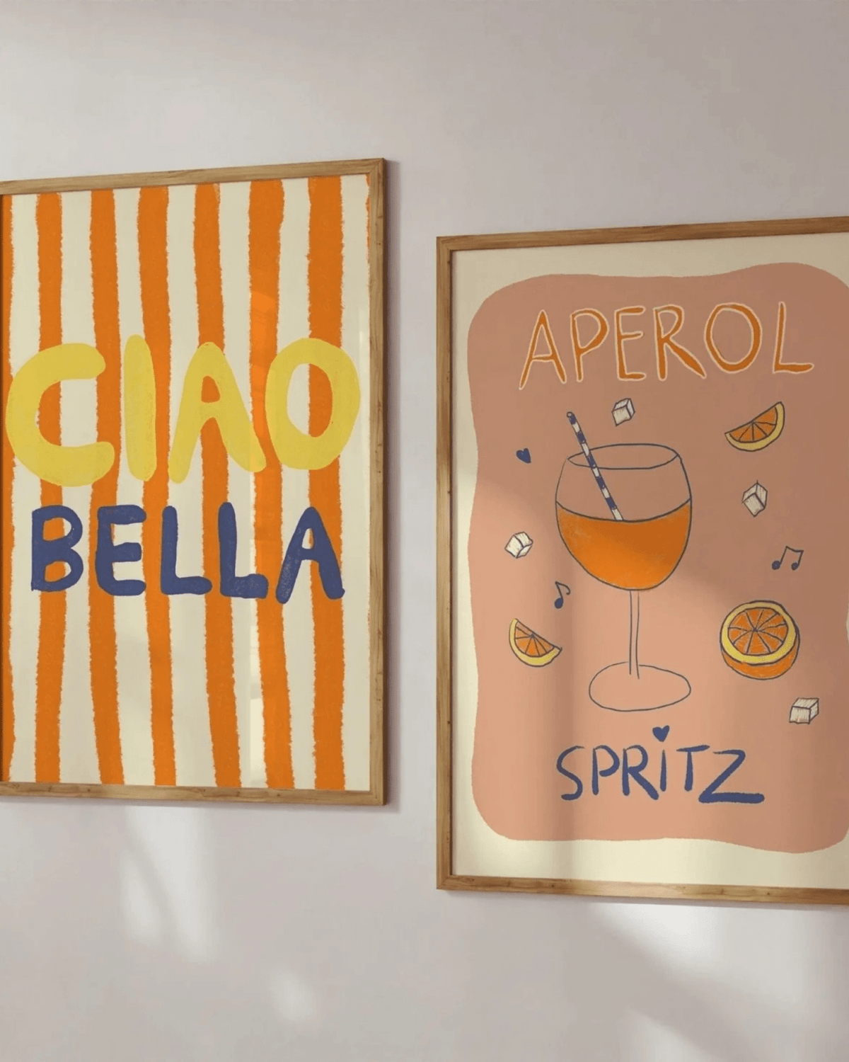Poster mural italie rayures colorées ciao bella