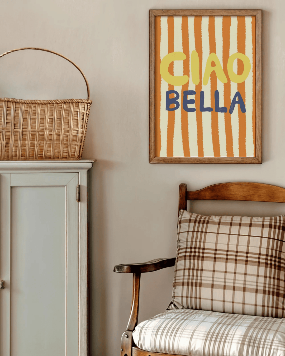 Poster mural italie rayures colorées ciao bella