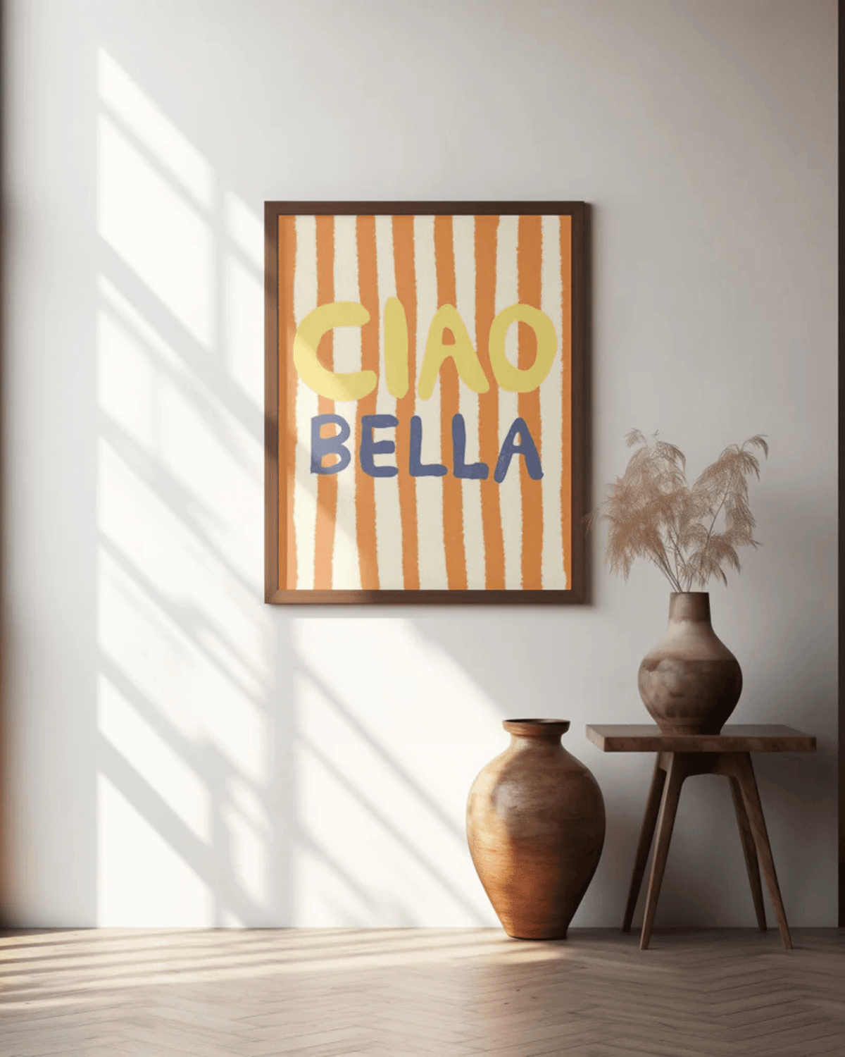 Poster mural italie rayures colorées ciao bella