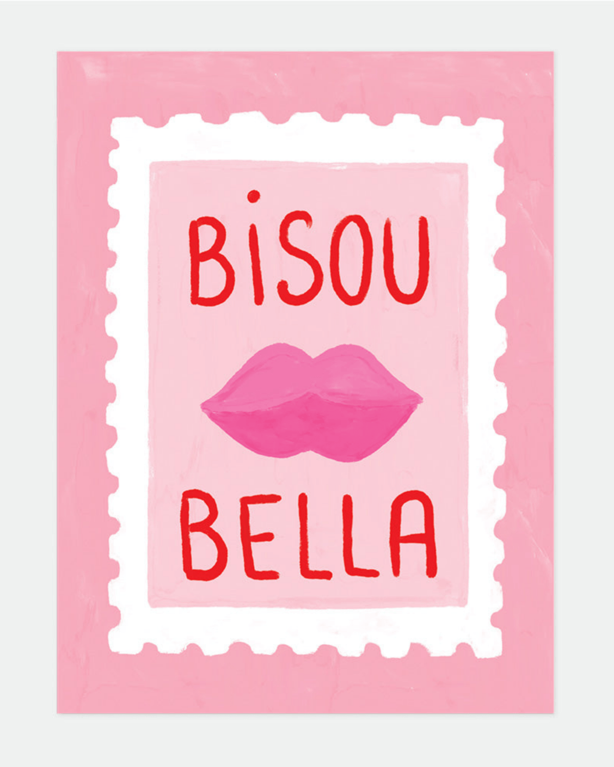 Affiche colorée rose bisou bella - all the ways to say