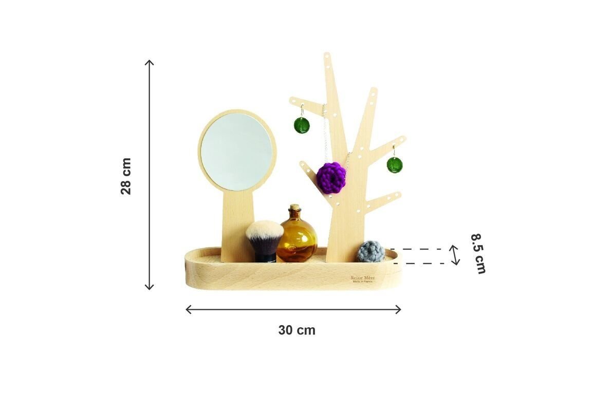 Range bijoux et miroir eden en bois de hêtre - reine mère