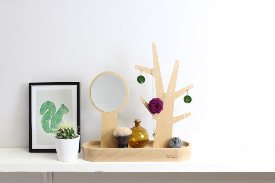 Range bijoux et miroir eden en bois de hêtre
