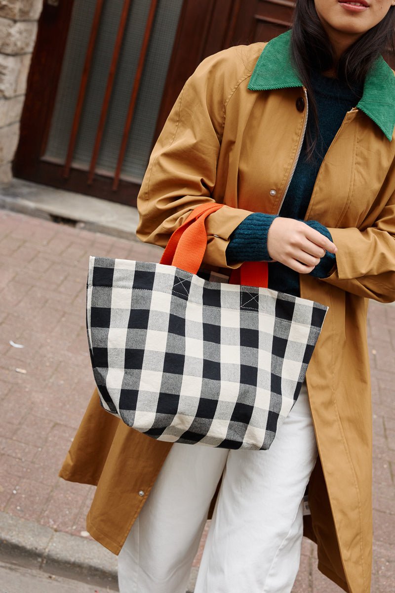 Sac cabas femme Tina Big Vichy Greige - vue 3