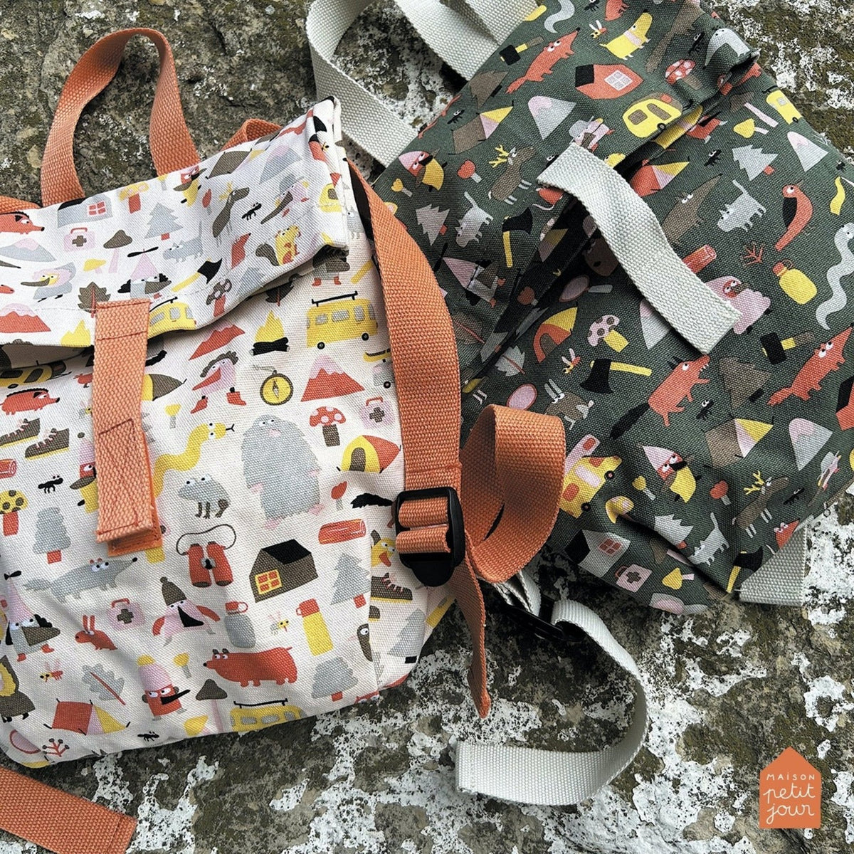 Sac à dos enfant mini coursier l'aventure en coton - petit jour