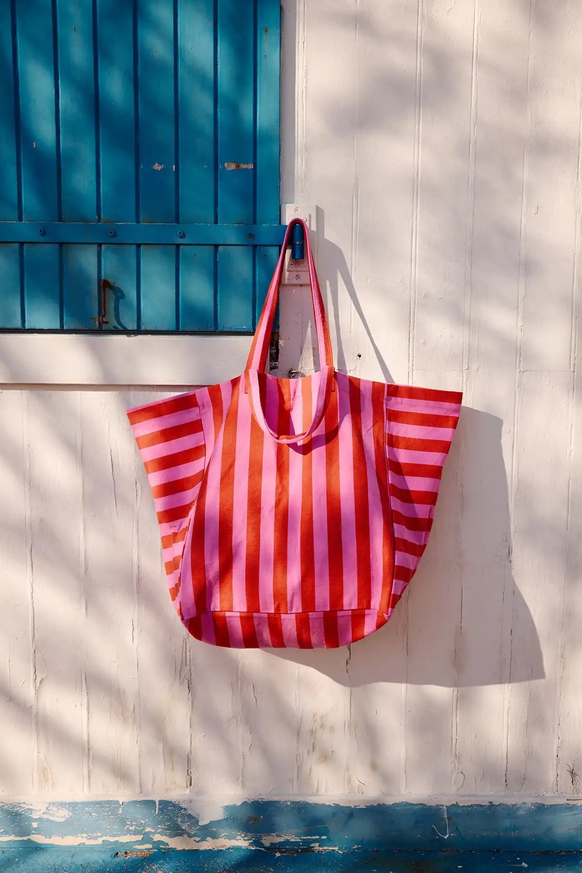 Sac cabas - Elisa Rayures Orchidée / Rouge