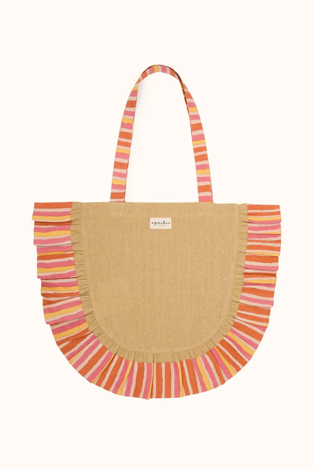 Sac cabas jute coton volants Futa Orange