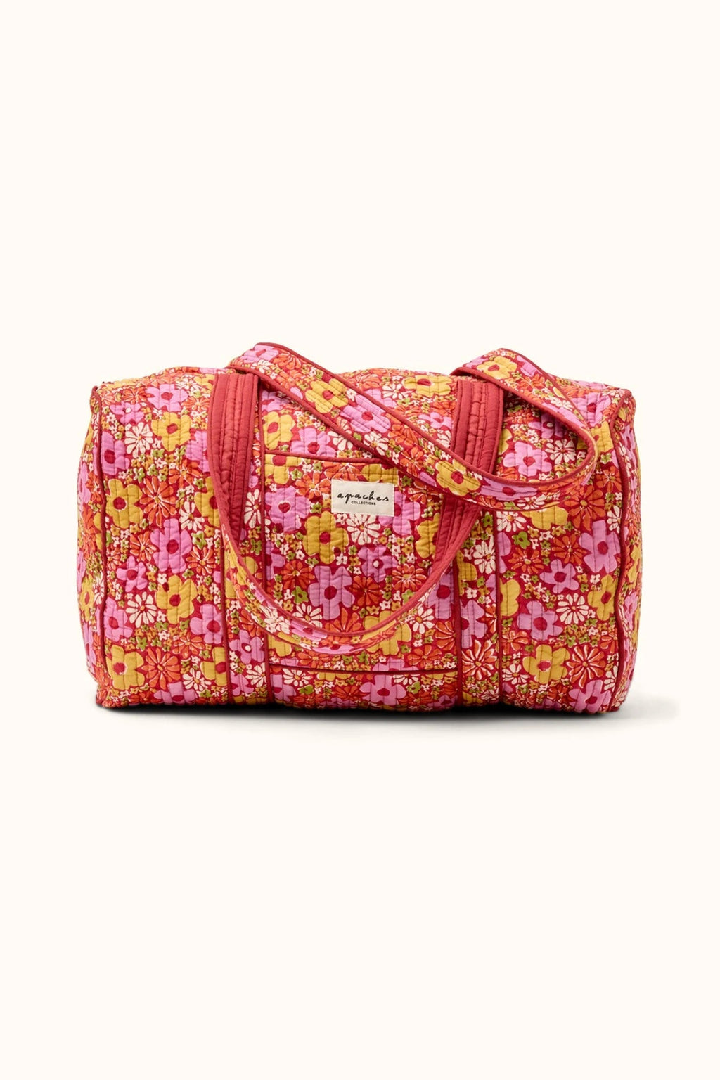 Sac polochon week-end matelassé en coton imprimé fleuri Janie Dahlia, Apaches Collections