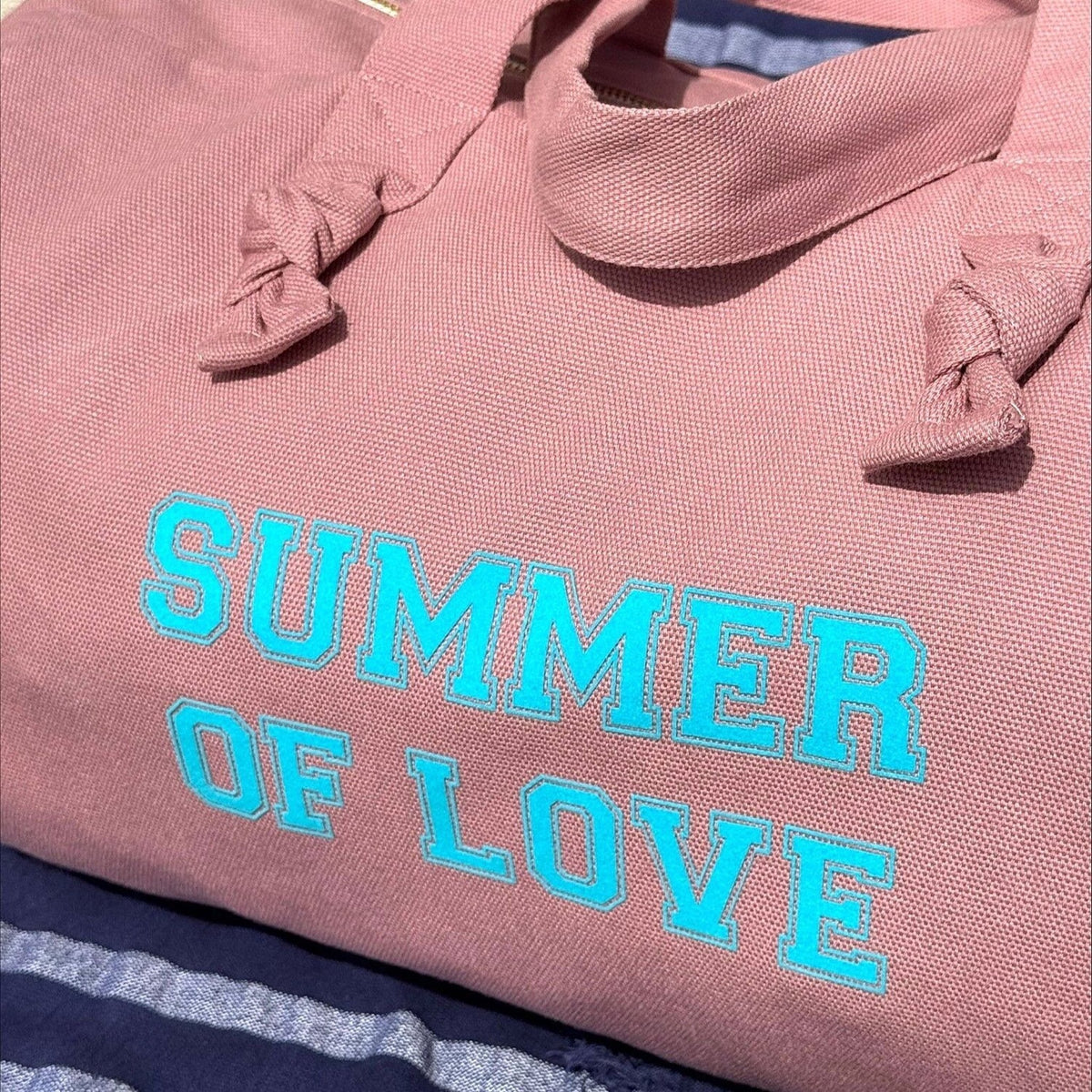 Sac week-end femme en tissu rose et bleu Summer of love, Marcel & Lily - vue 2
