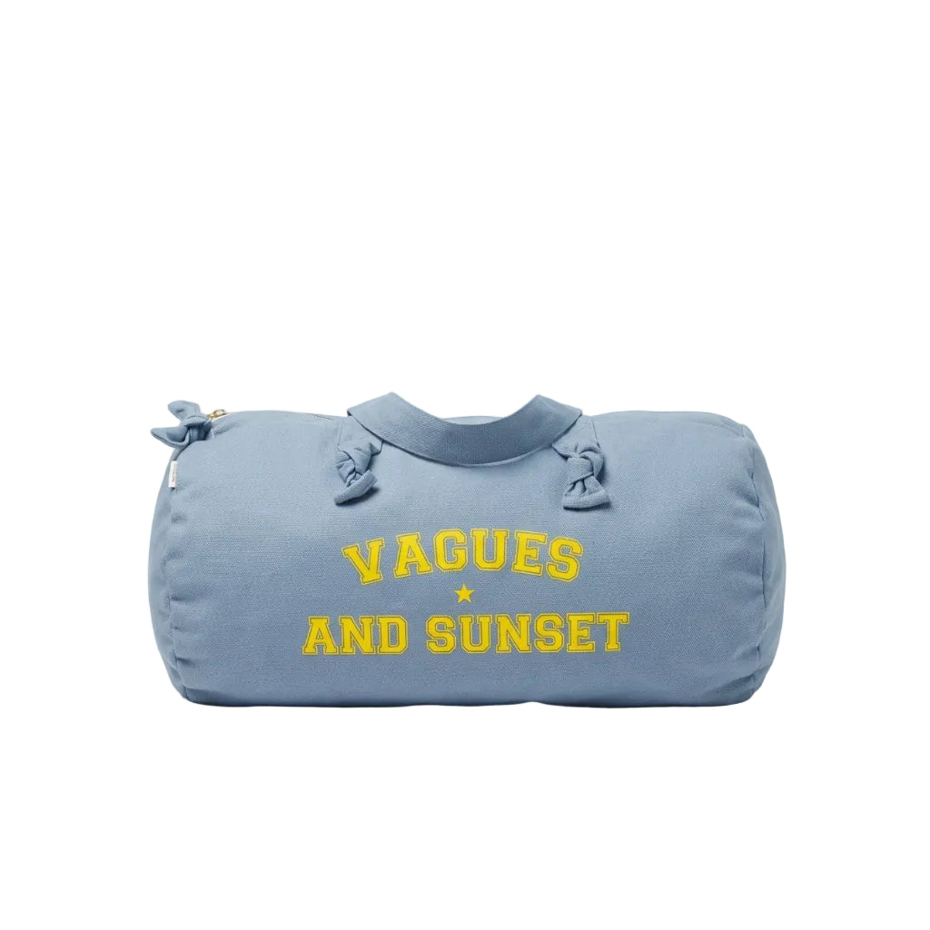 Sac bowling femme en tissu bleu et jaune Vagues and sunset, Marcel & Lily