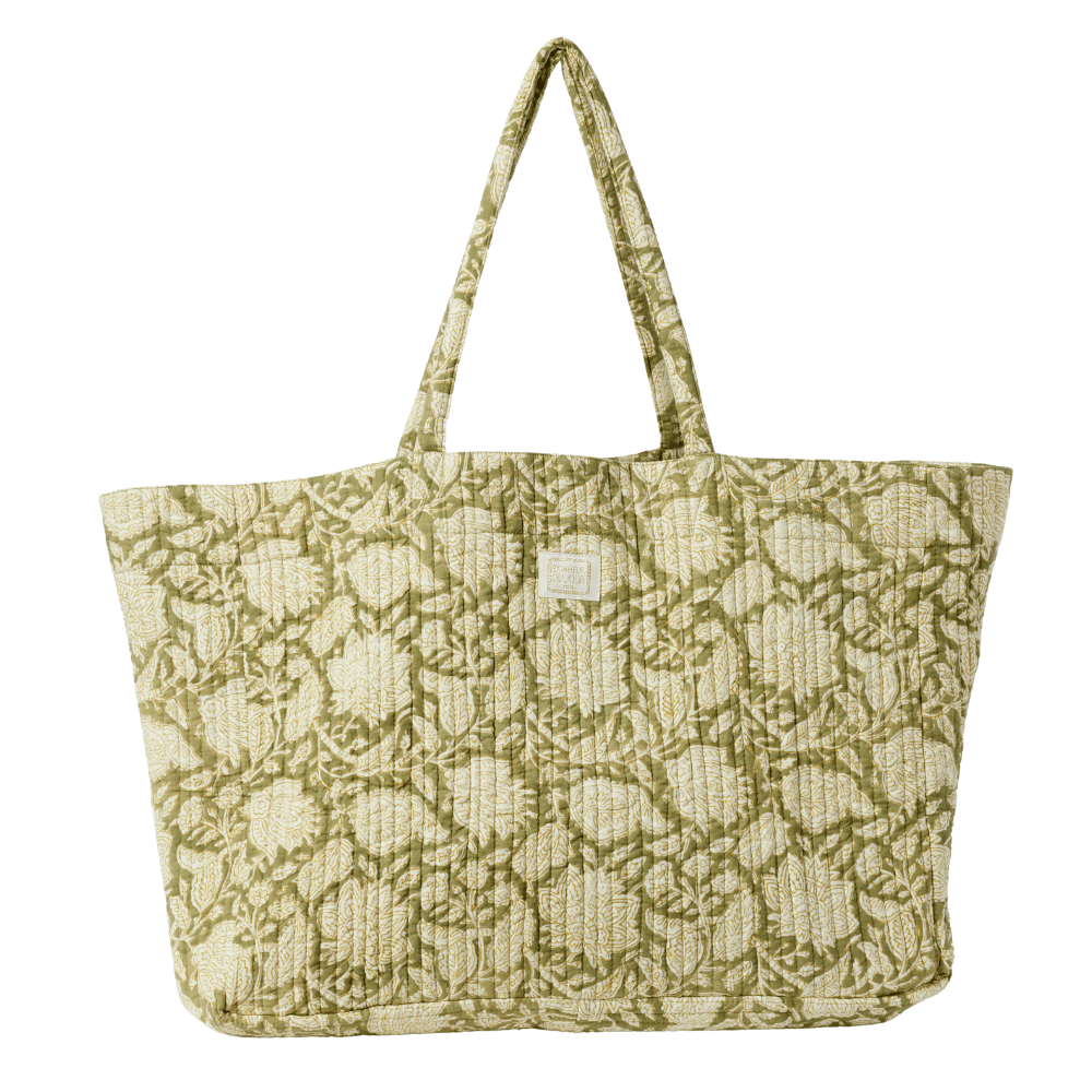 Sac tissu matelassé kaki fleur indienne - bonheur du jour