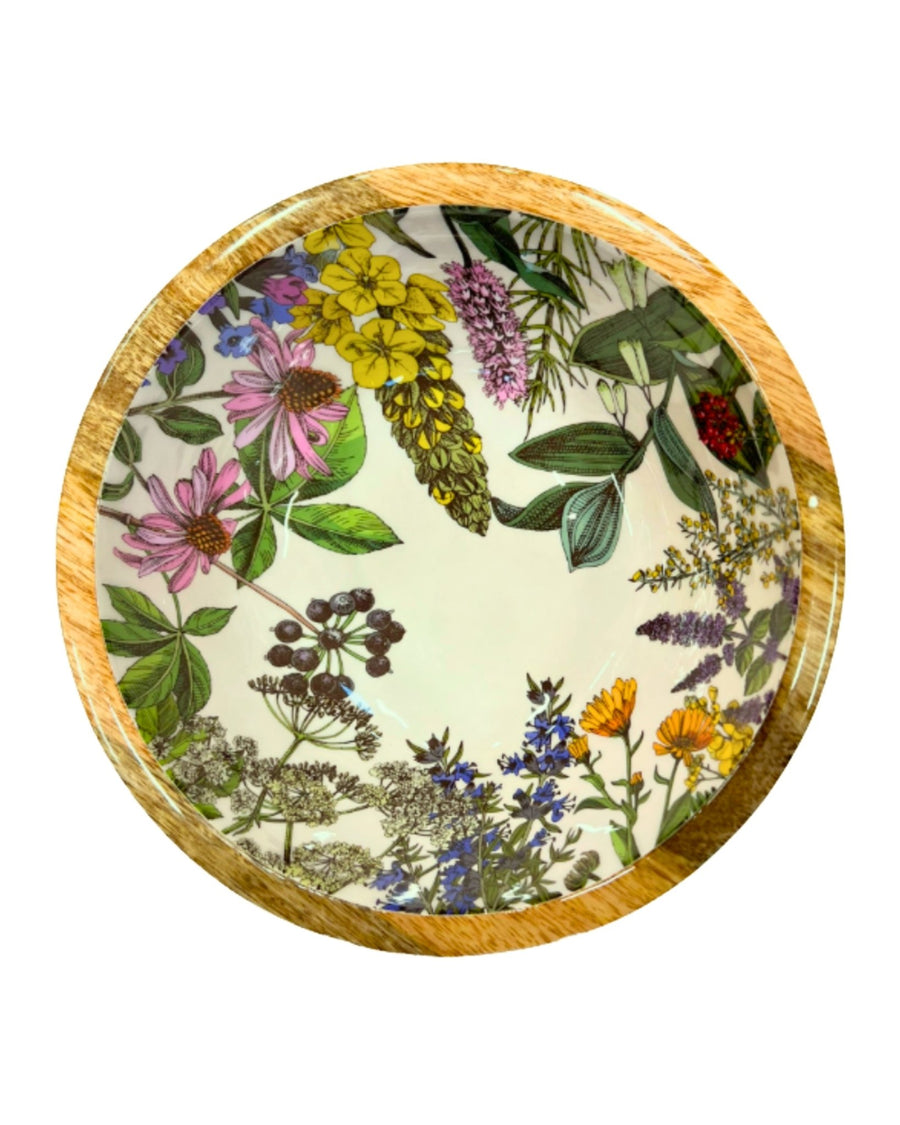 Saladier bois de manguier fleurs sauvages