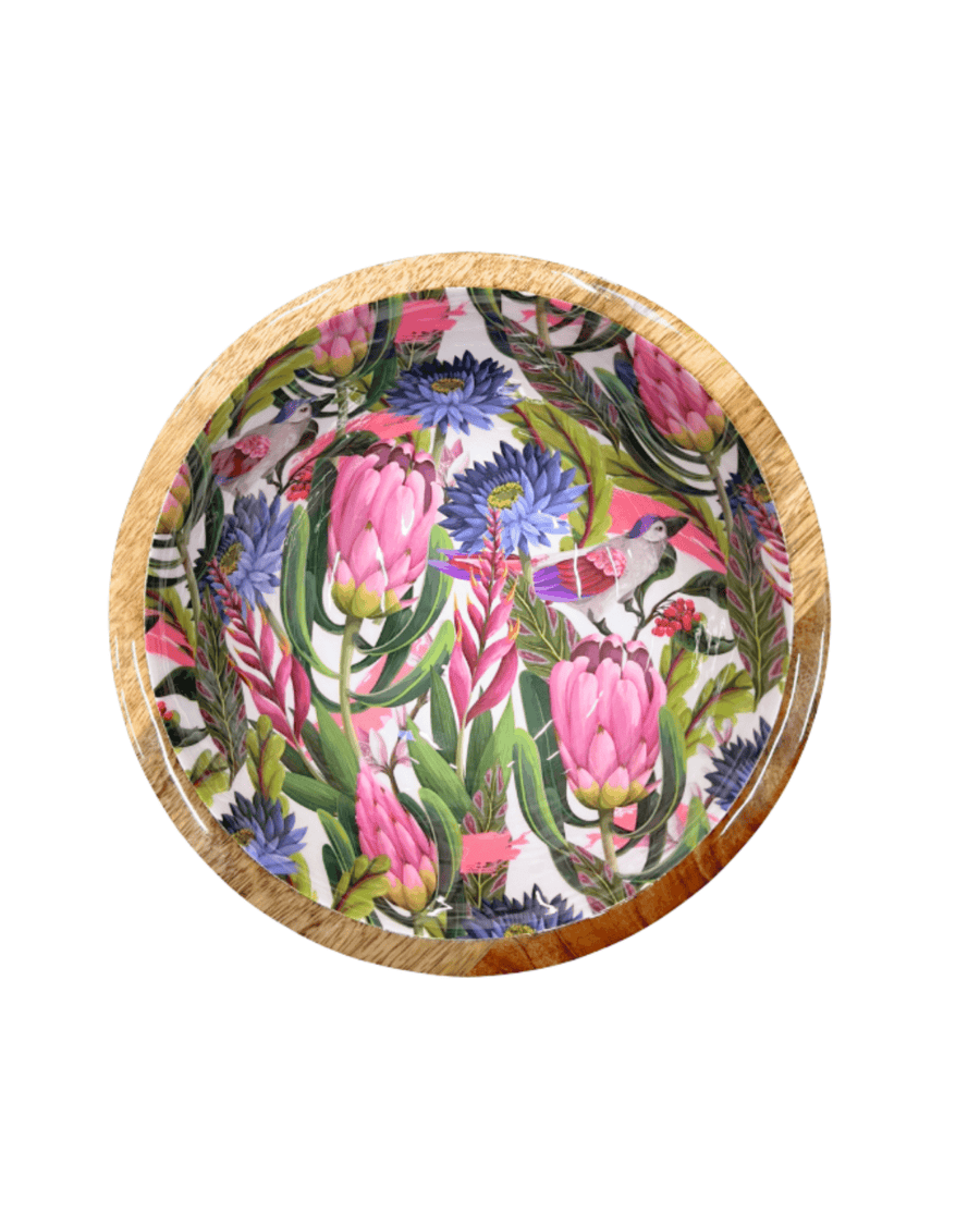 Saladier bois de manguier fleurs tropicales