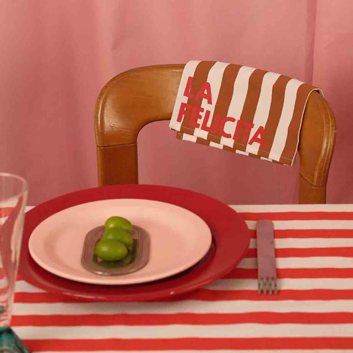 Serviette de table Rayures Pecan La felicita - Lot de 2 Rose in April