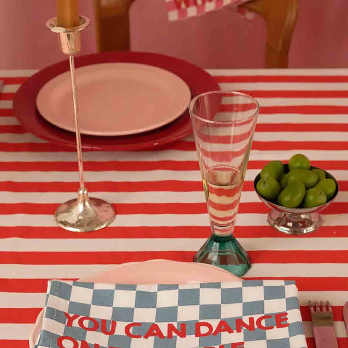 Serviette de table damier bleu You can dance on the table - Lot de 2 Rose in April