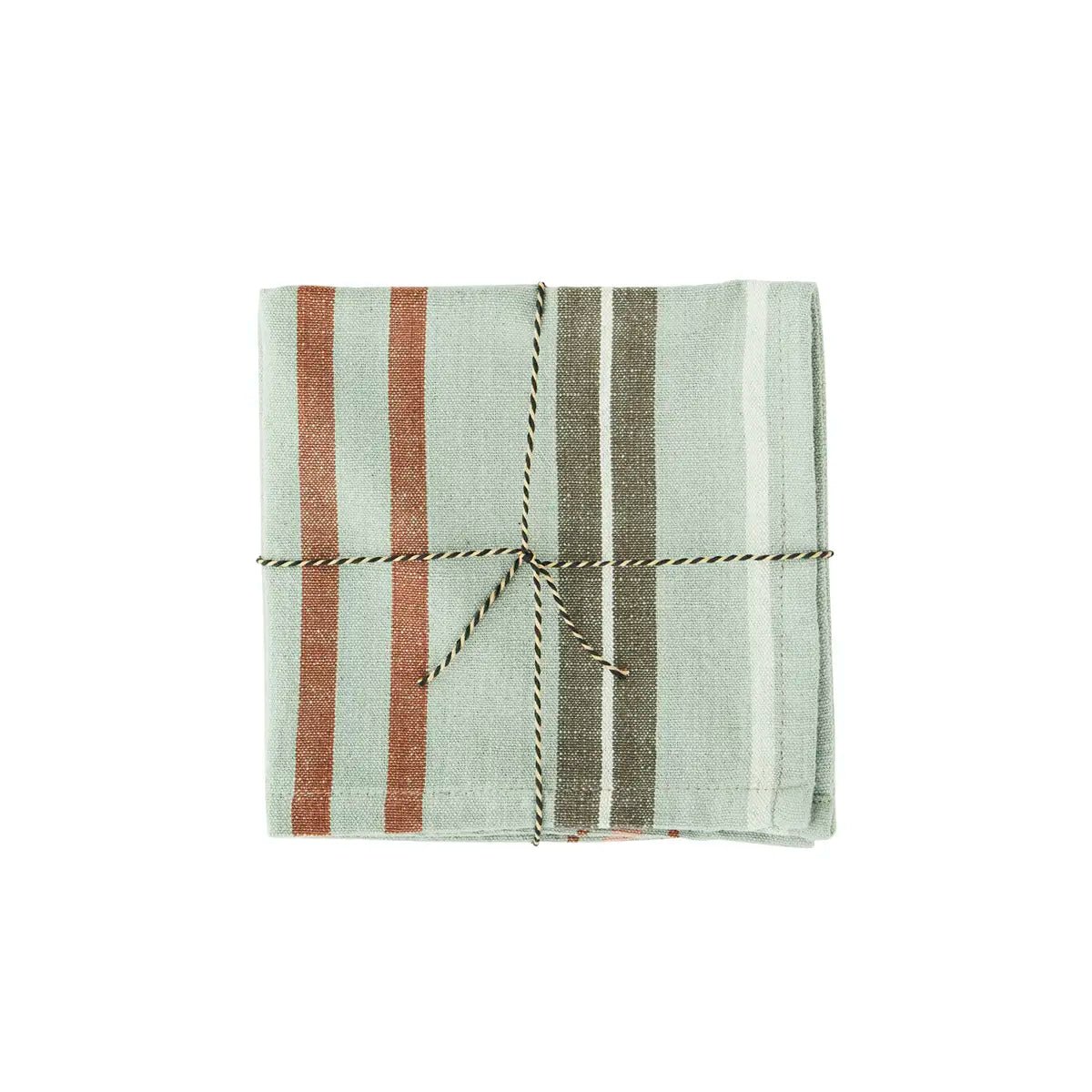 Serviettes de table rayée sauge - madam stoltz
