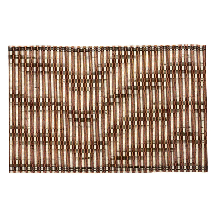 Set de table en bambou tressé brun et écru à carreaux