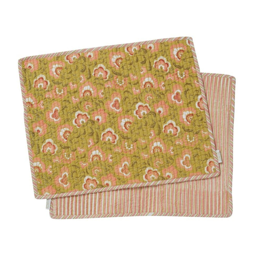 Sets de table en coton matelassé ganesh olive - lot de 2