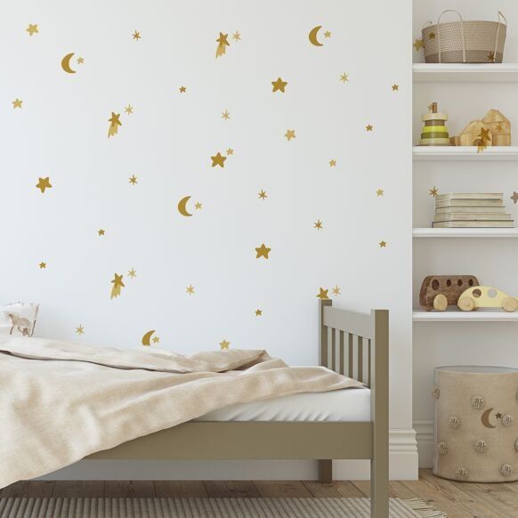 Sticker mural chambre enfant "etoiles et lunes sable"