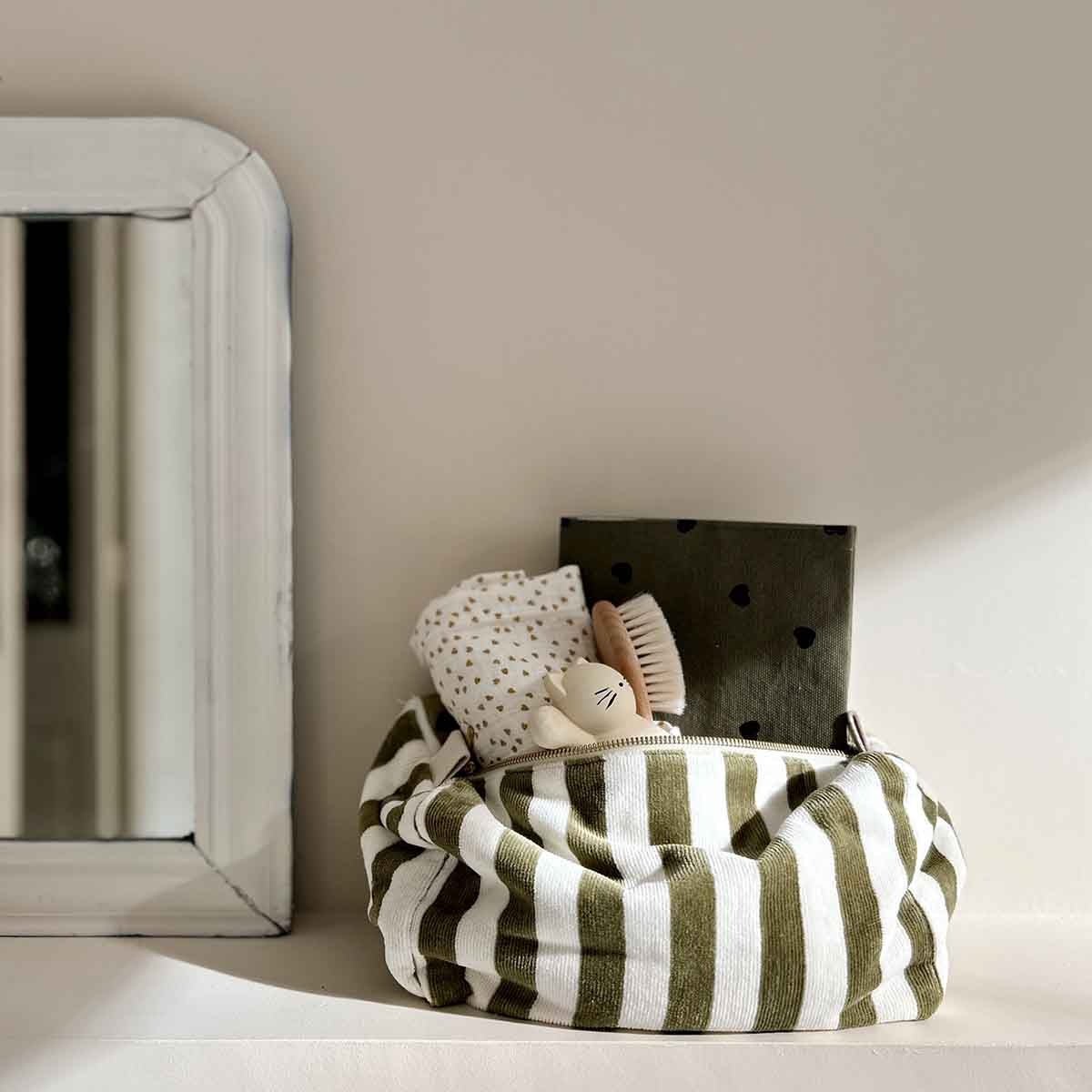 Trousse de toilette enfant en éponge kaki - Rose in April